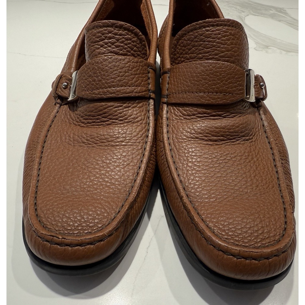 Salvatore Ferragamo Bravo Pebbled Buckle Loafer Brown Tan Size 9 D MS 28008 - Picture 5 of 9